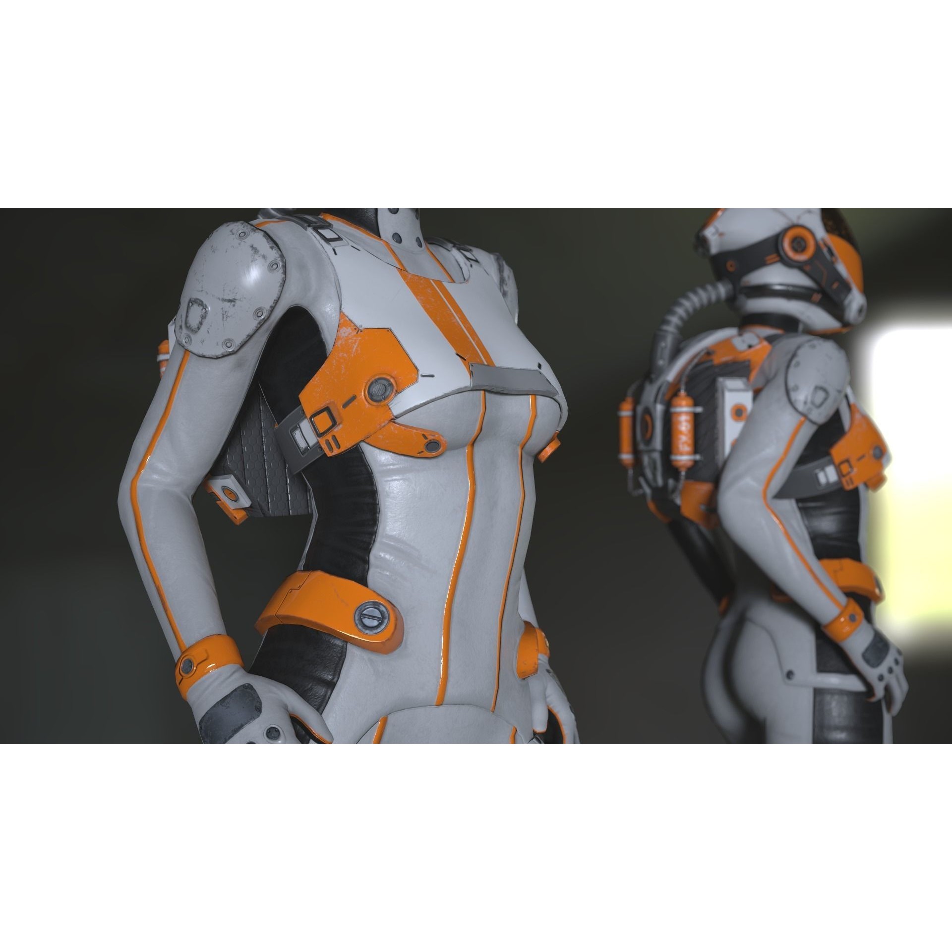 FX01 Female Space Suit - Low-Poly Game-Ready 3D Model - View 11