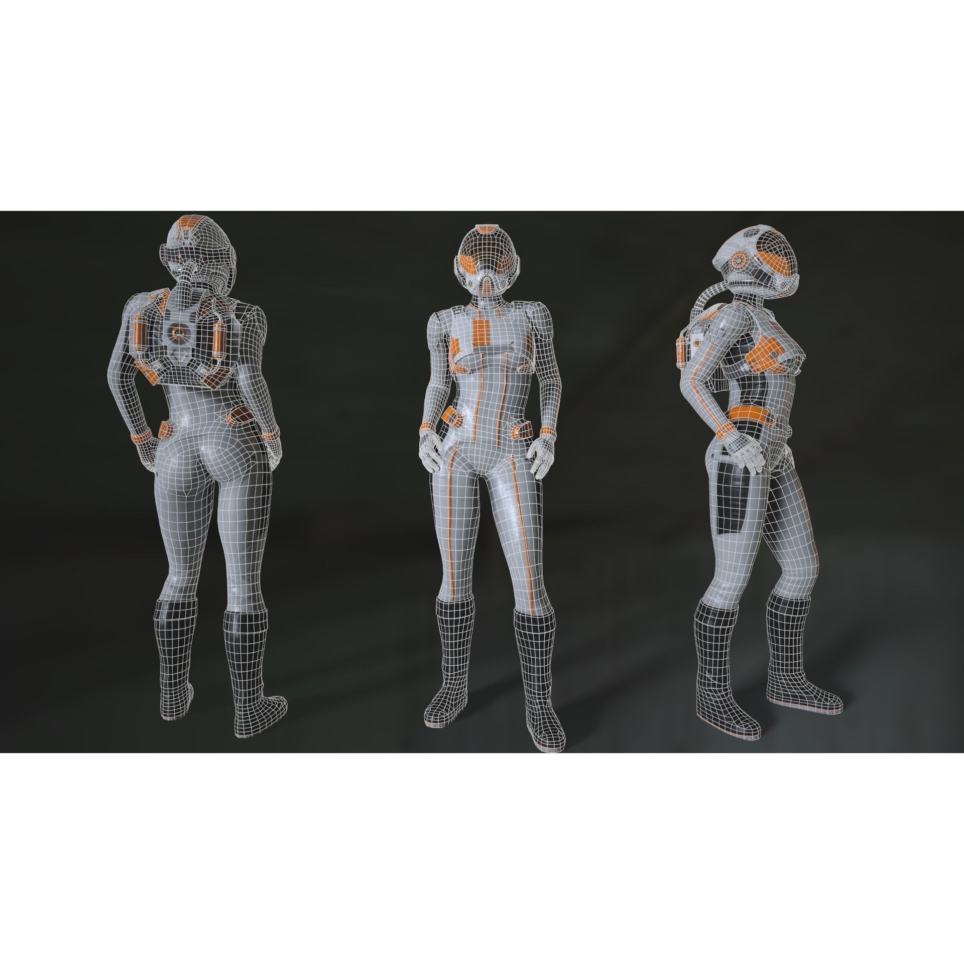 FX01 Female Space Suit - Low-Poly Game-Ready 3D Model - View 5
