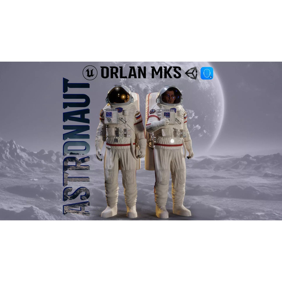 Orlan MKS Astronaut 3D Model – Low Poly Game Ready Character, FBX - View 2