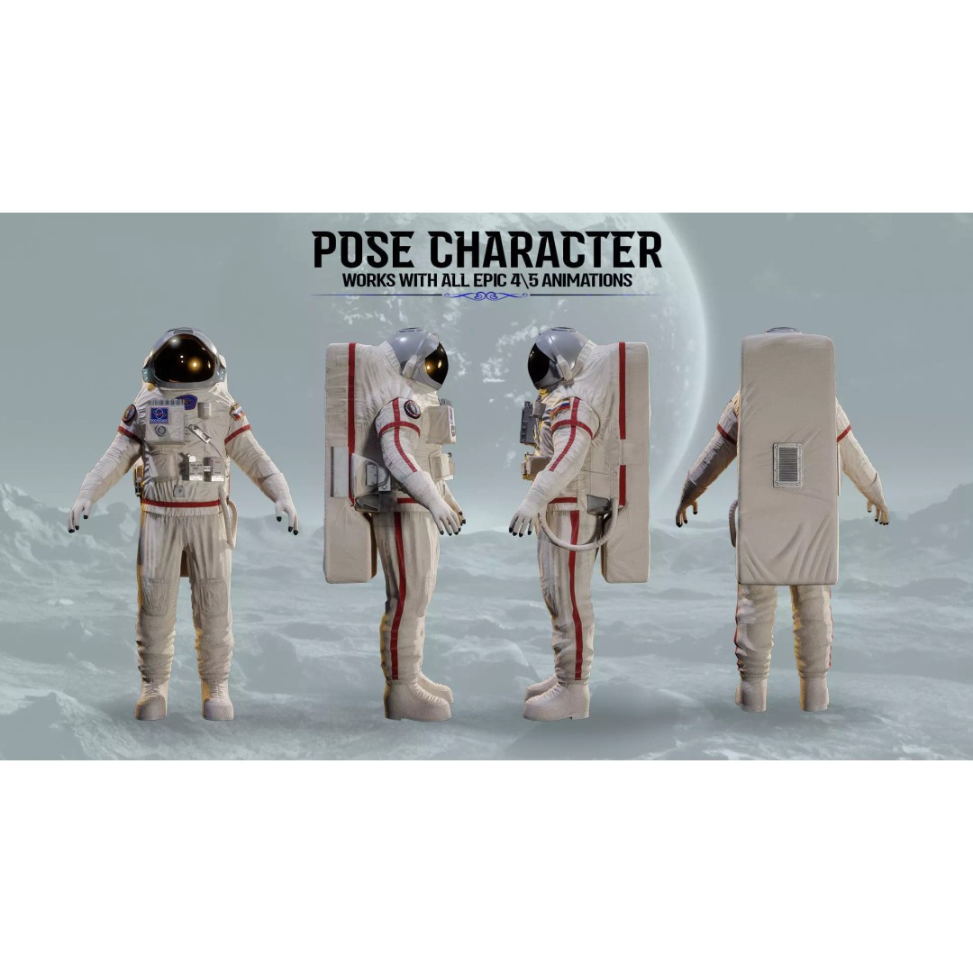 Orlan MKS Astronaut 3D Model – Low Poly Game Ready Character, FBX - View 4