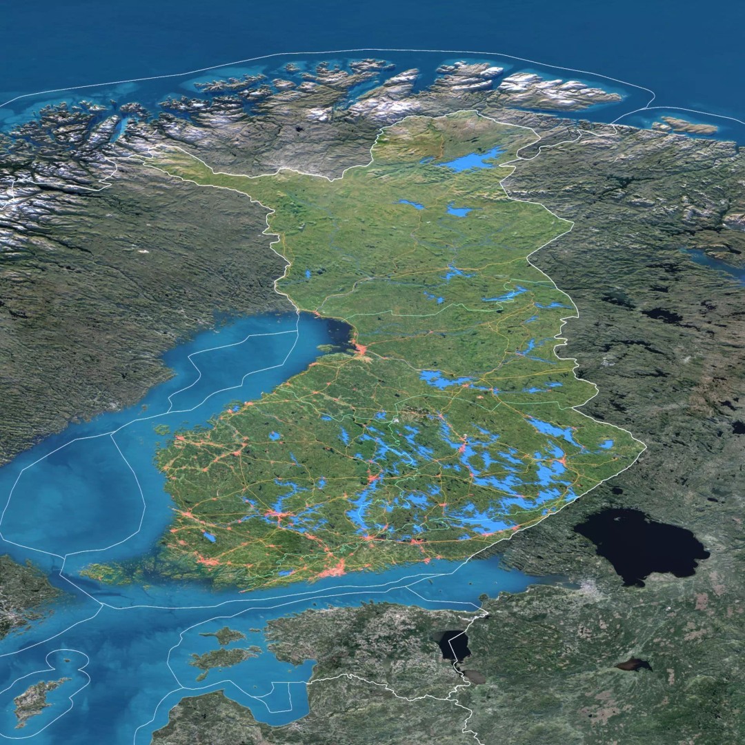Finland Map 3D Model – Realistic Satellite Terrain, FBX, OBJ - View 3