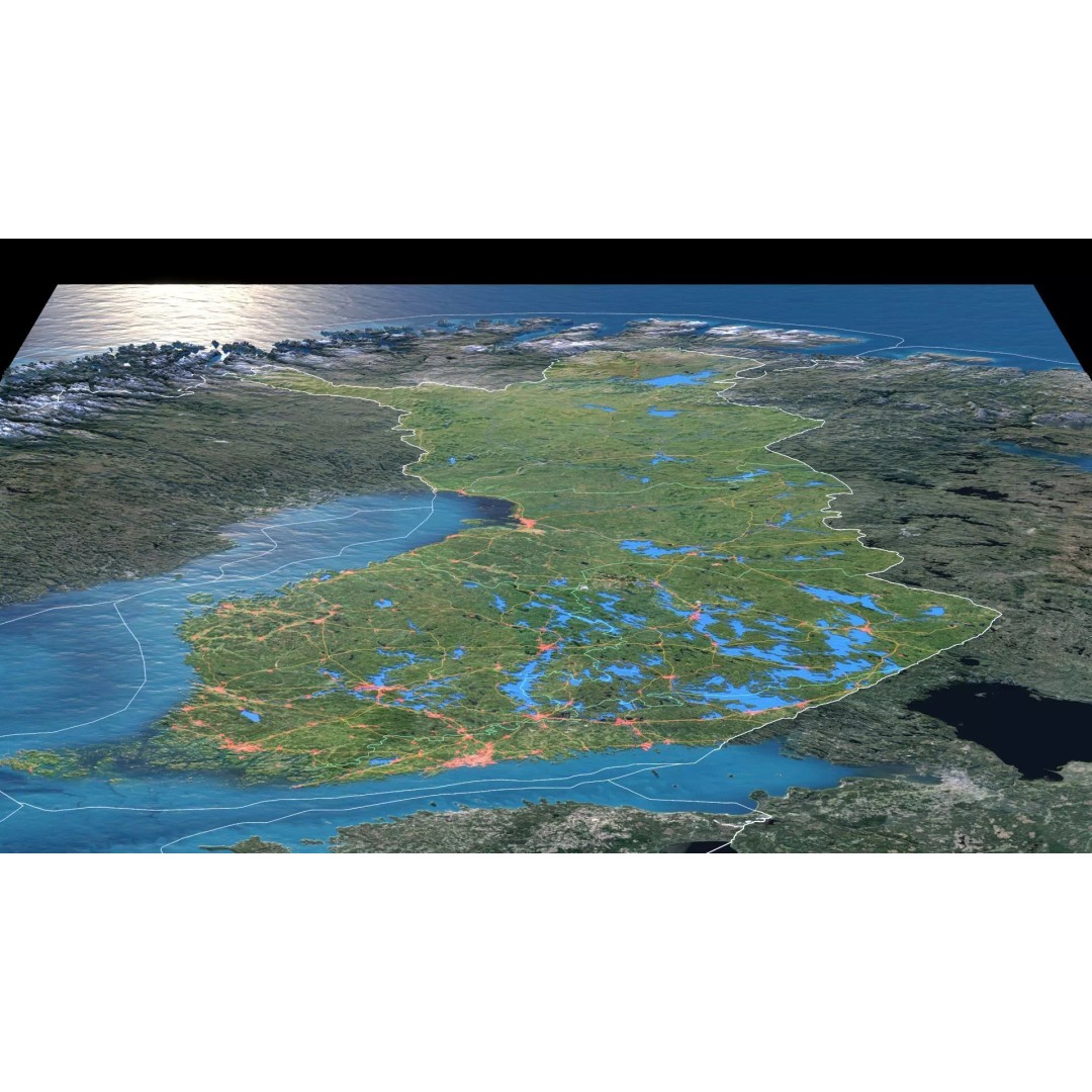 Finland Map 3D Model – Realistic Satellite Terrain, FBX, OBJ - View 4