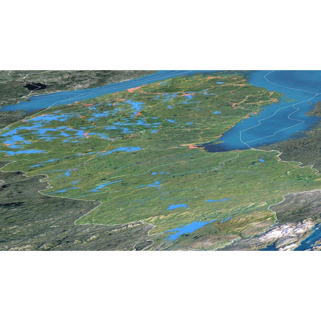Finland Map 3D Model – Realistic Satellite Terrain, FBX, OBJ - View 8