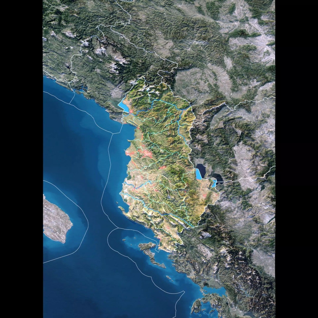 Albania Map 3D Model – 8K Realistic Terrain with DEM Data, FBX/OBJ - View 3