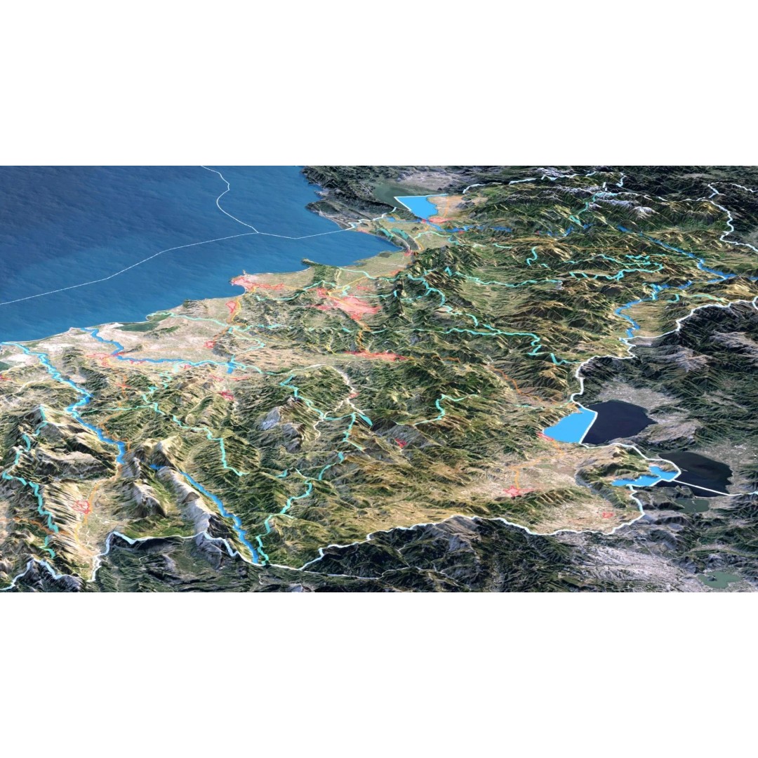 Albania Map 3D Model – 8K Realistic Terrain with DEM Data, FBX/OBJ - View 5