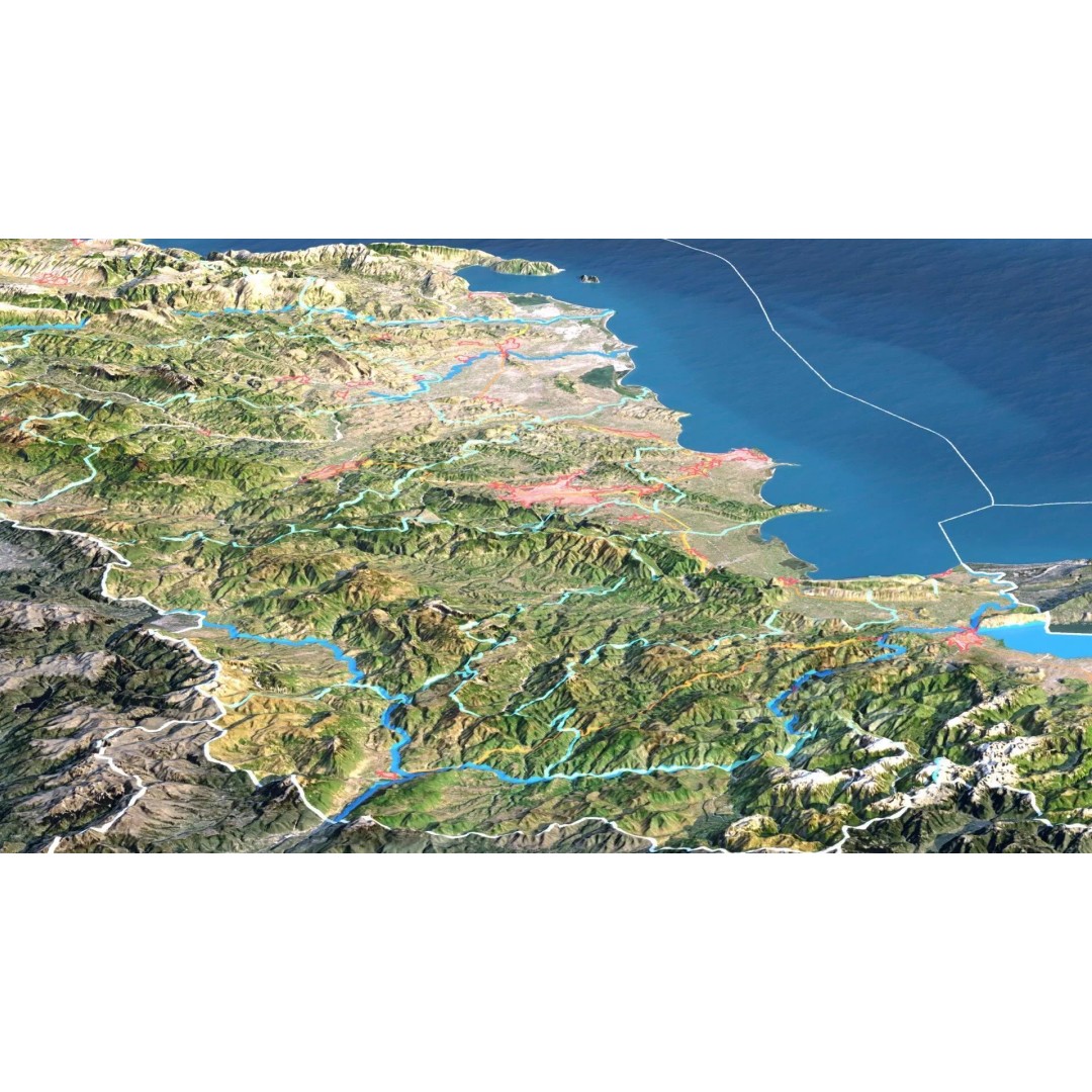 Albania Map 3D Model – 8K Realistic Terrain with DEM Data, FBX/OBJ - View 7