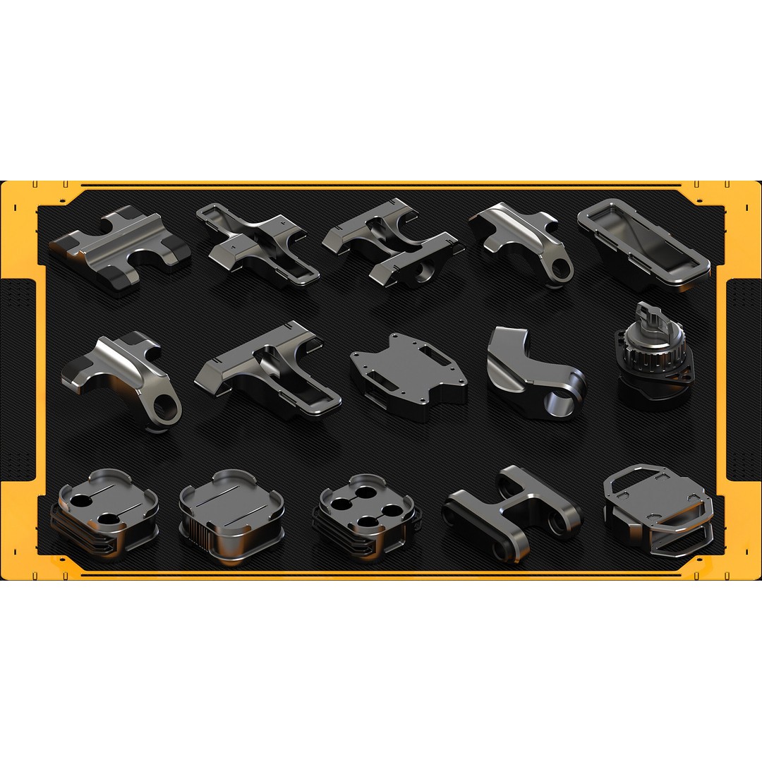 Sci-Fi Spaceship 3D Model – Hard Surface Kitbash, FBX/OBJ - View 11