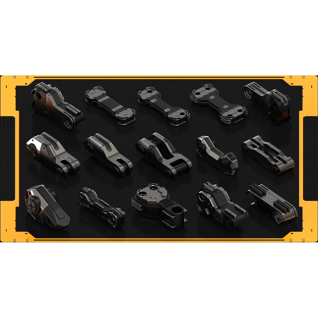 Sci-Fi Spaceship 3D Model – Hard Surface Kitbash, FBX/OBJ - View 19