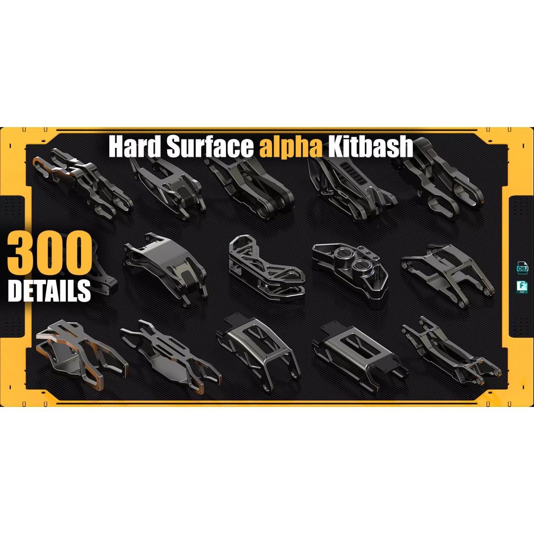 Sci-Fi Spaceship 3D Model – Hard Surface Kitbash, FBX/OBJ - View 2