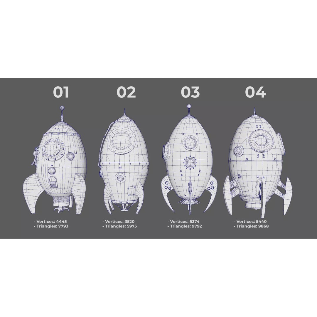 Martian Rocket Pack 3D Model – Low Poly Game Asset, FBX & OBJ Formats