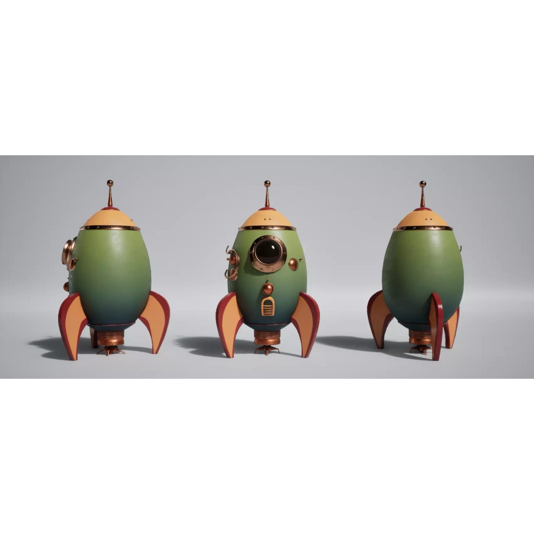 Martian Rocket Pack 3D Model – Low Poly Game Asset, FBX & OBJ Formats - View 3