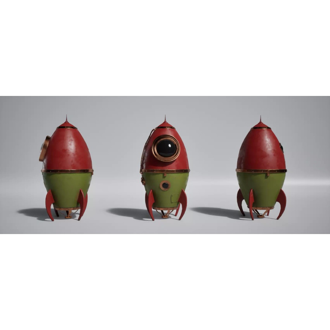 Martian Rocket Pack 3D Model – Low Poly Game Asset, FBX & OBJ Formats - View 4