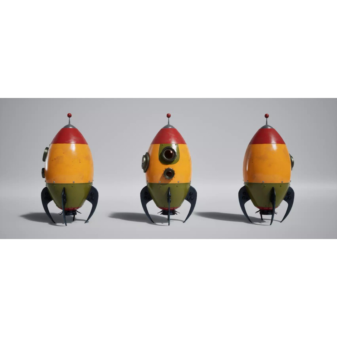Martian Rocket Pack 3D Model – Low Poly Game Asset, FBX & OBJ Formats - View 5