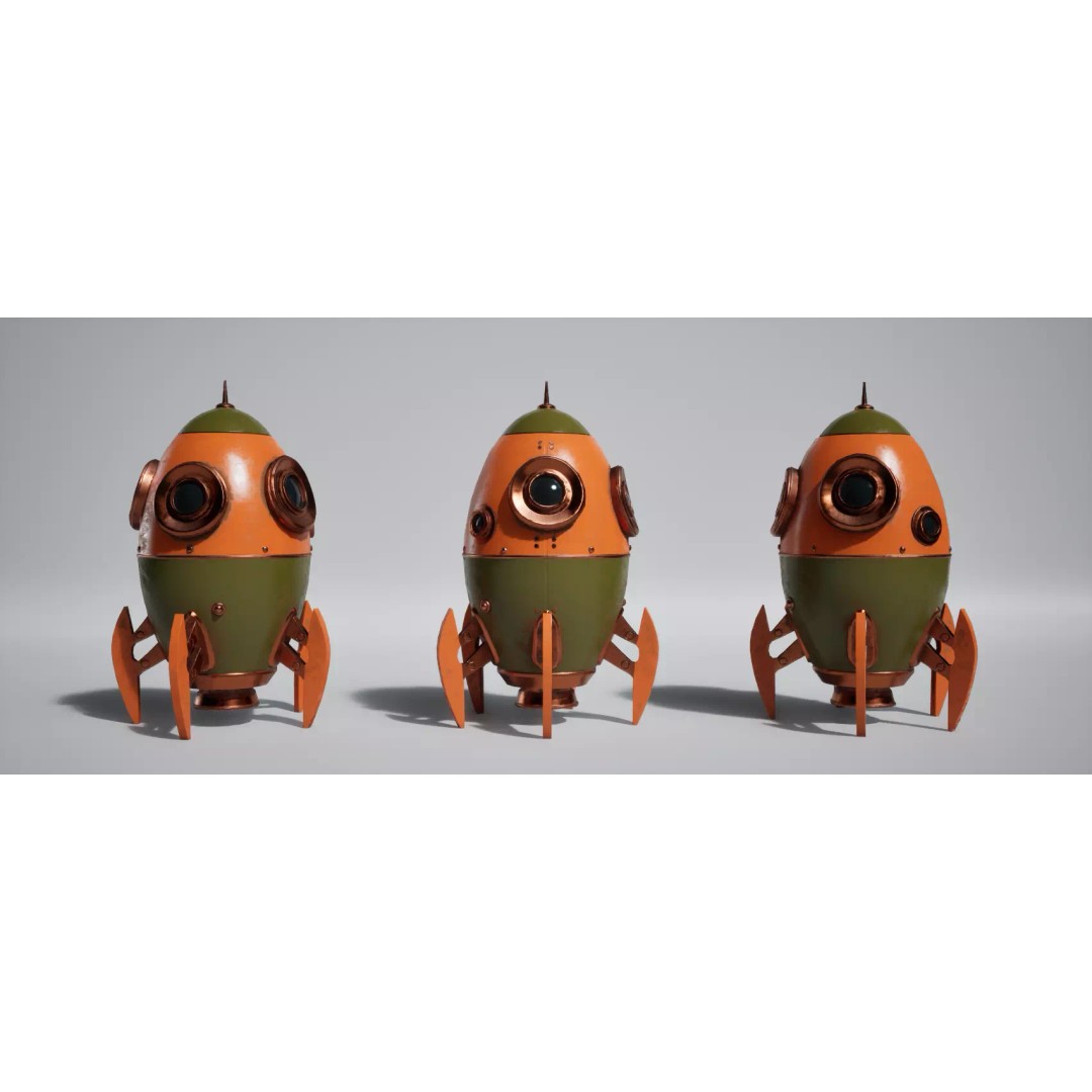 Martian Rocket Pack 3D Model – Low Poly Game Asset, FBX & OBJ Formats - View 6