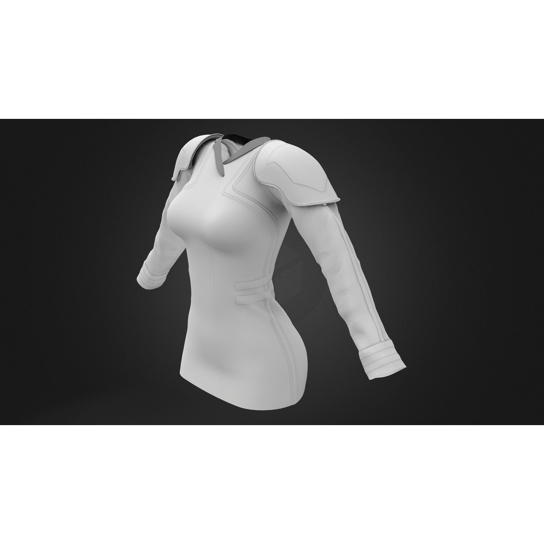 Futuristic Space Secretary Uniform 3D Model – Low Poly Game Asset, FBX - View 10