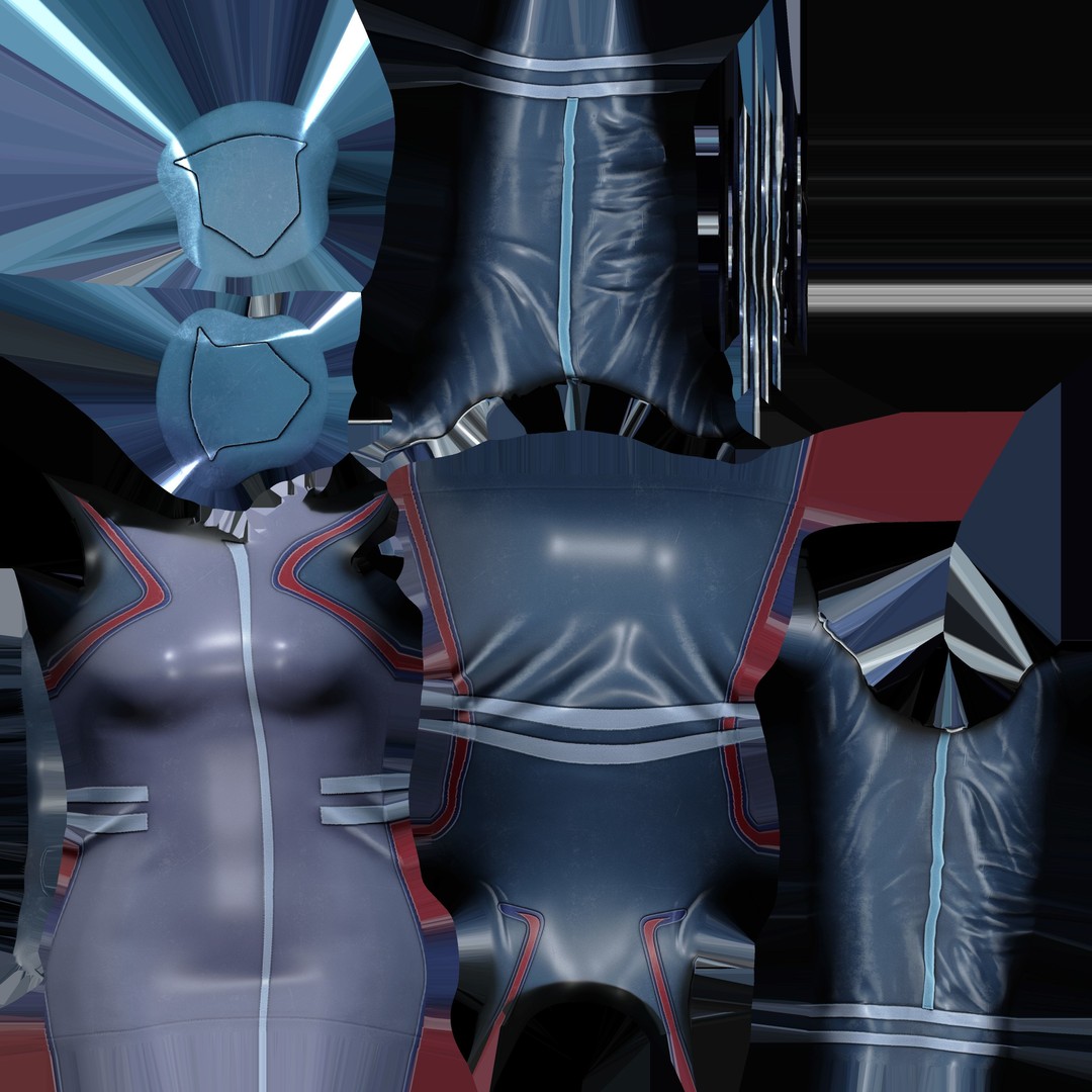 Futuristic Space Secretary Uniform 3D Model – Low Poly Game Asset, FBX - View 11
