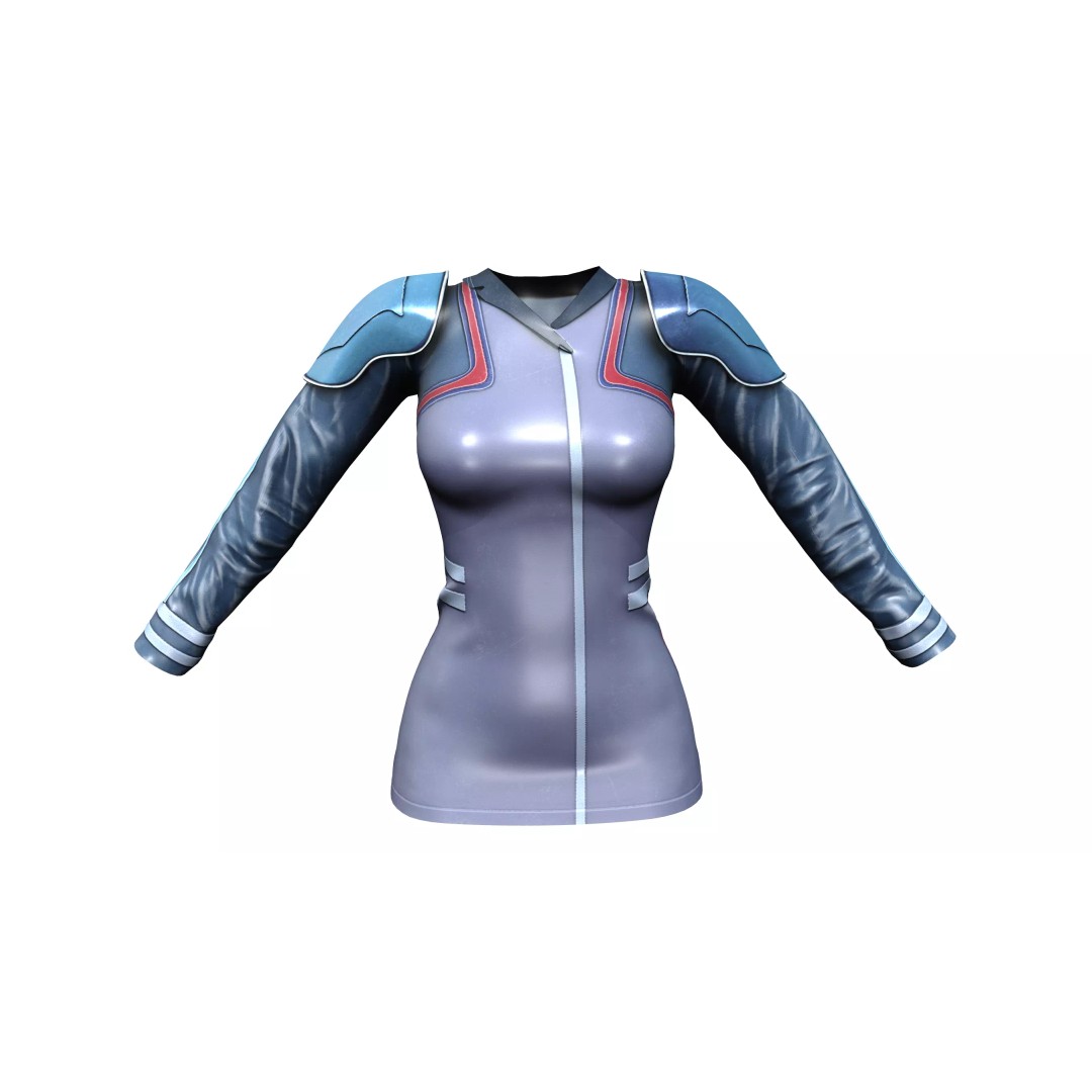 Futuristic Space Secretary Uniform 3D Model – Low Poly Game Asset, FBX - View 2