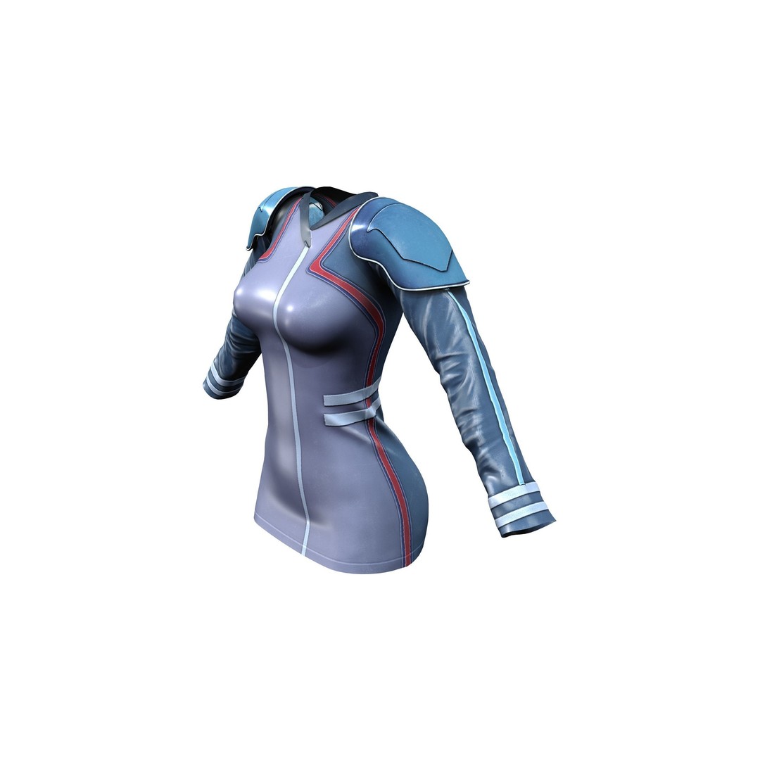 Futuristic Space Secretary Uniform 3D Model – Low Poly Game Asset, FBX - View 4
