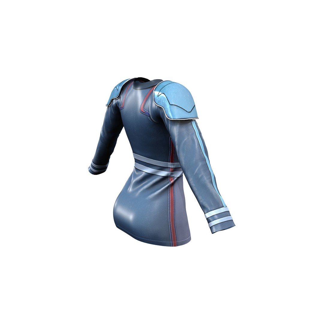 Futuristic Space Secretary Uniform 3D Model – Low Poly Game Asset, FBX - View 7