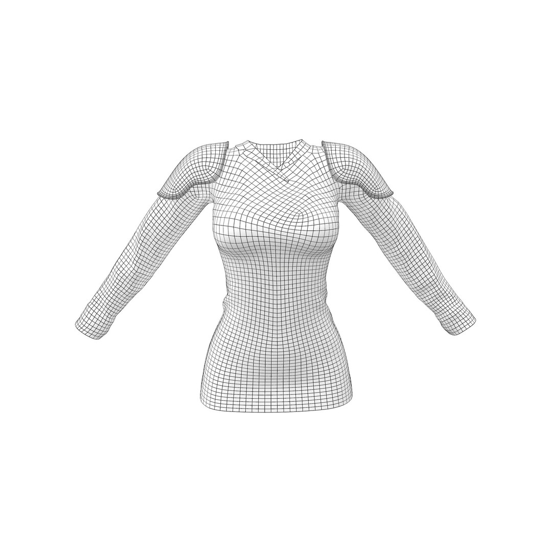 Futuristic Space Secretary Uniform 3D Model – Low Poly Game Asset, FBX - View 8