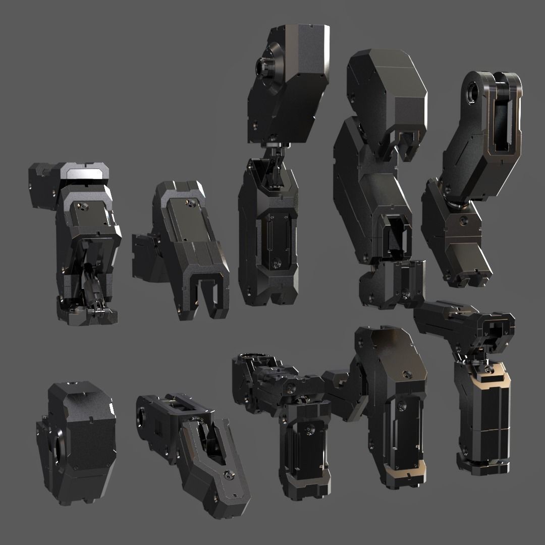 Mecha Details Kit-Bash 3D Model – Unique Mechanical Designs, OBJ & FBX - View 3