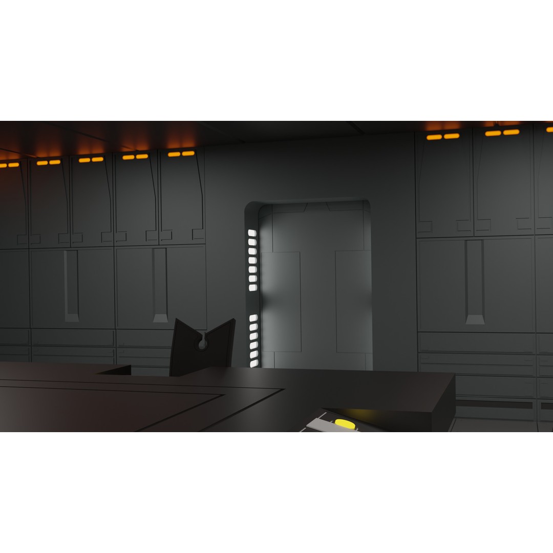 Imperial Conference Room 3D Model – Sci-Fi Interior with Hologlobe - View 10