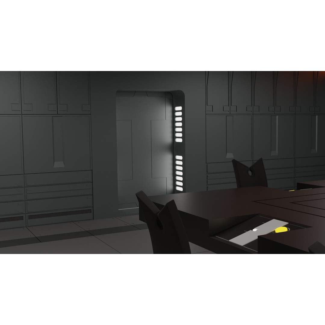 Imperial Conference Room 3D Model – Sci-Fi Interior with Hologlobe - View 12