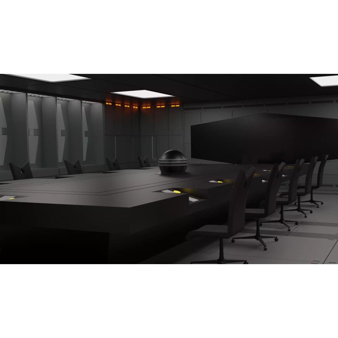 Imperial Conference Room 3D Model – Sci-Fi Interior with Hologlobe - View 2