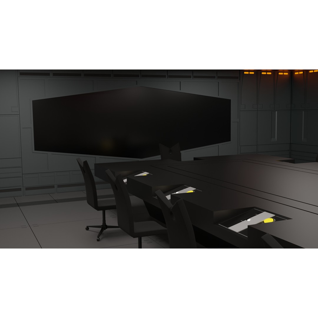 Imperial Conference Room 3D Model – Sci-Fi Interior with Hologlobe - View 4
