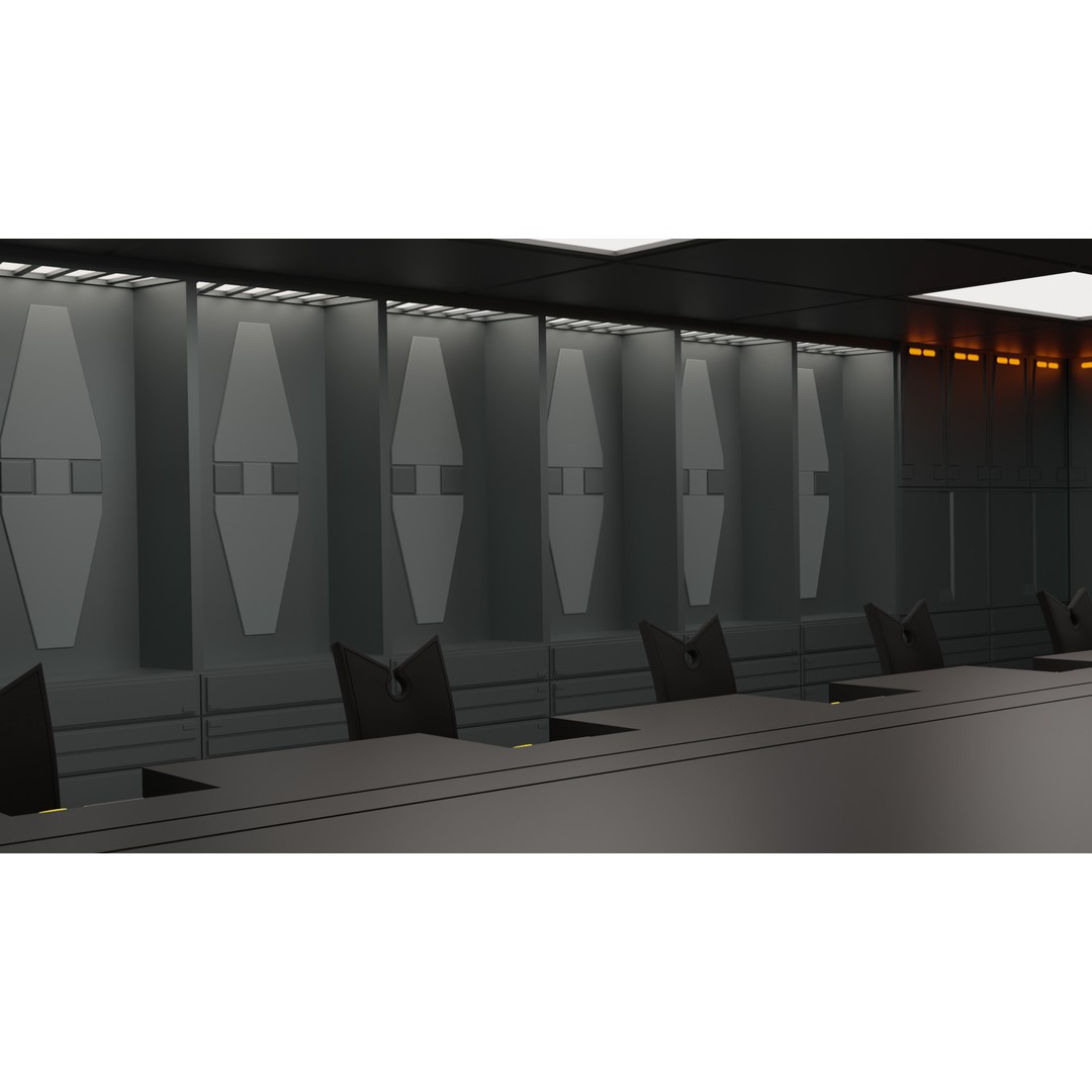 Imperial Conference Room 3D Model – Sci-Fi Interior with Hologlobe - View 6
