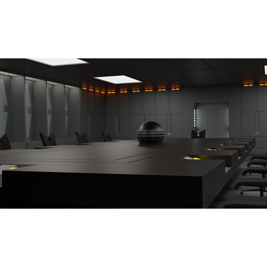Imperial Conference Room 3D Model – Sci-Fi Interior with Hologlobe - View 8