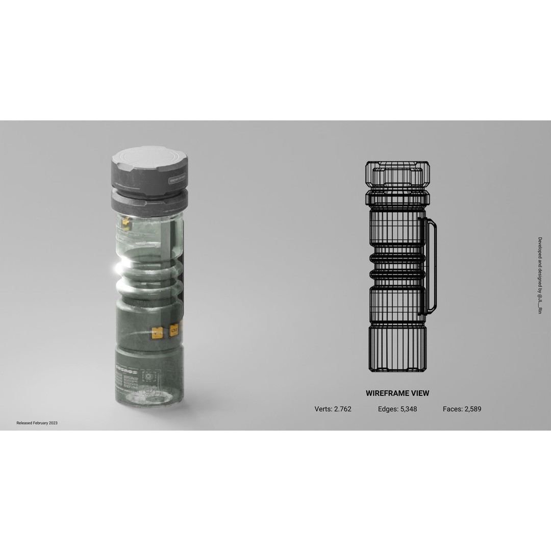 Cyberpunk Bottles 3D Model – Futuristic Design with PBR Textures, Blender - View 5