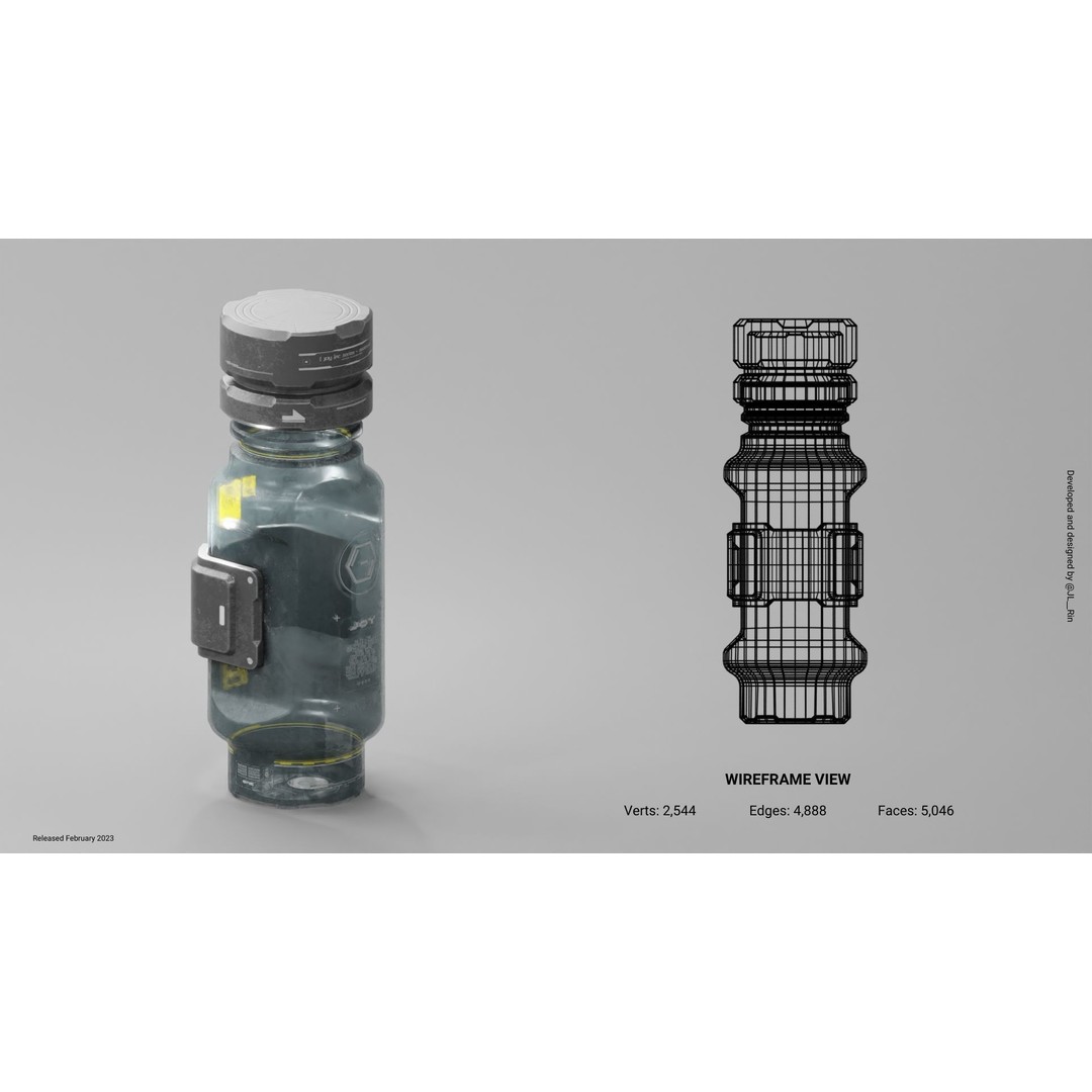 Cyberpunk Bottles 3D Model – Futuristic Design with PBR Textures, Blender - View 6