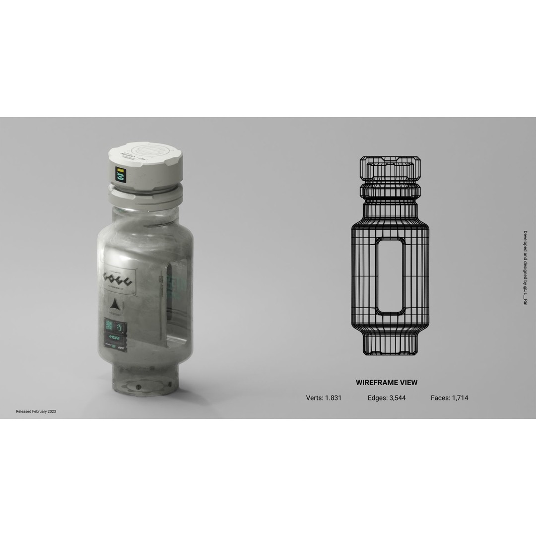 Cyberpunk Bottles 3D Model – Futuristic Design with PBR Textures, Blender - View 7