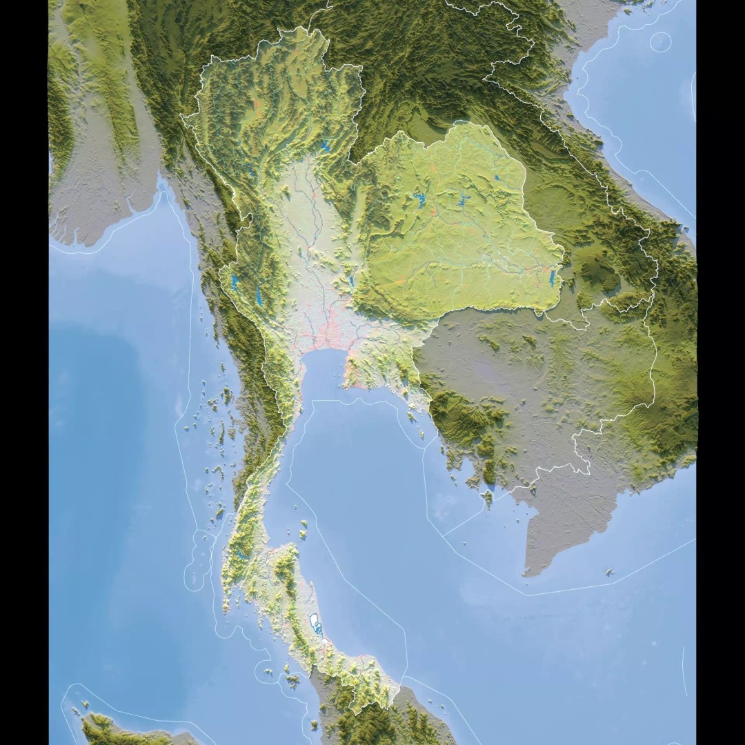 Thailand Map 3D Model – Realistic Satellite Terrain, 27K Textures, FBX/OBJ - View 11