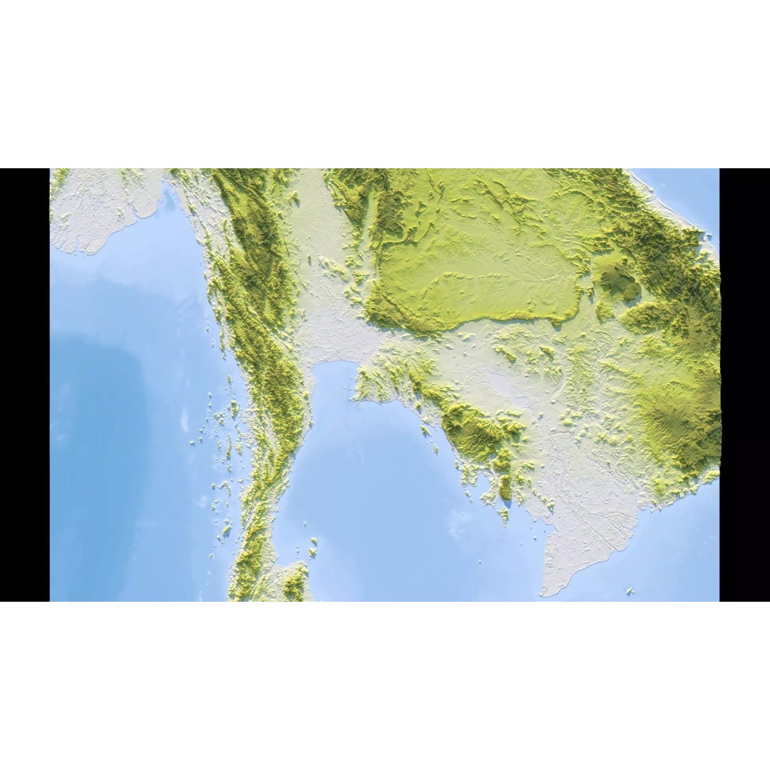Thailand Map 3D Model – Realistic Satellite Terrain, 27K Textures, FBX/OBJ - View 12