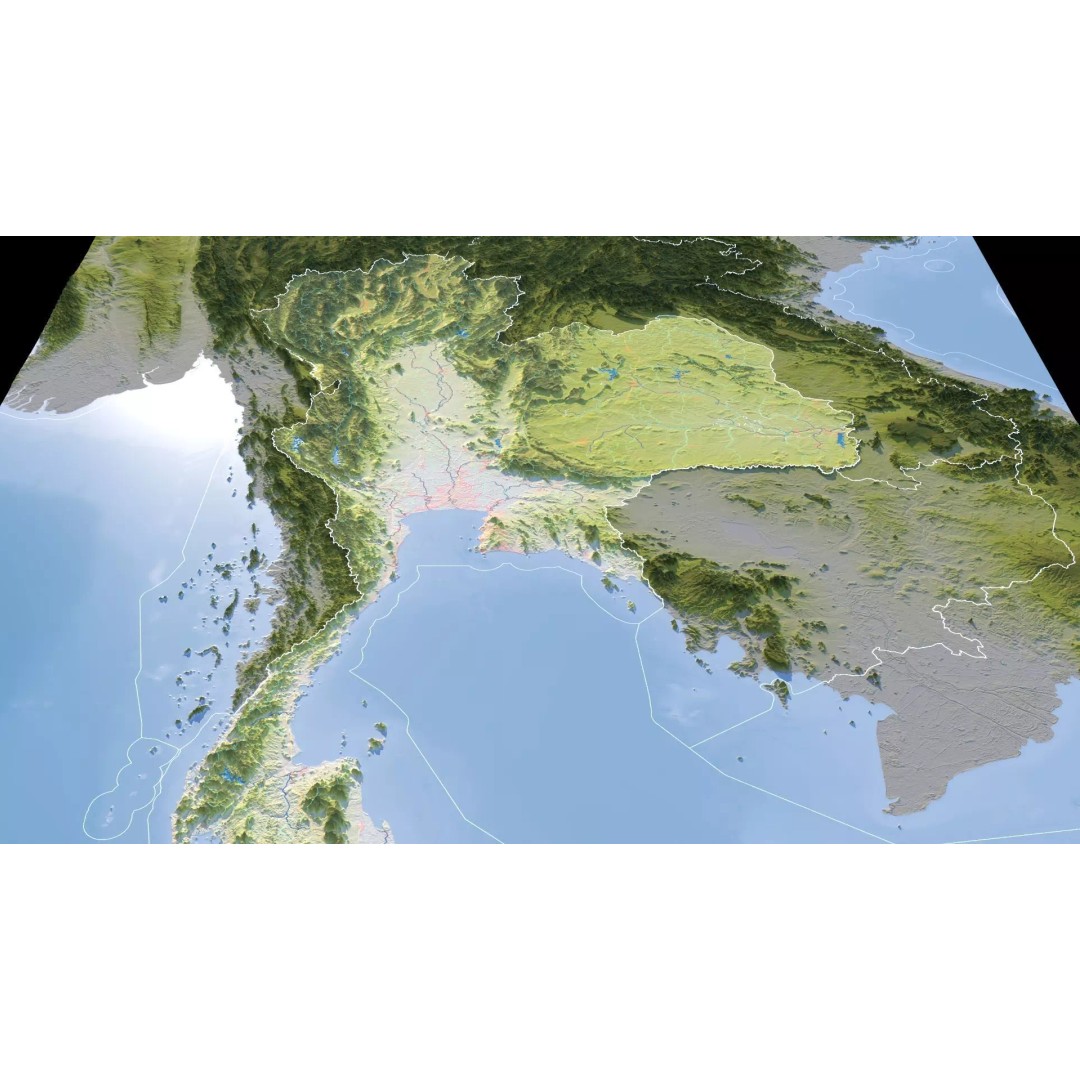 Thailand Map 3D Model – Realistic Satellite Terrain, 27K Textures, FBX/OBJ - View 13