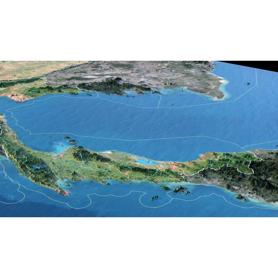 Thailand Map 3D Model – Realistic Satellite Terrain, 27K Textures, FBX/OBJ - View 5