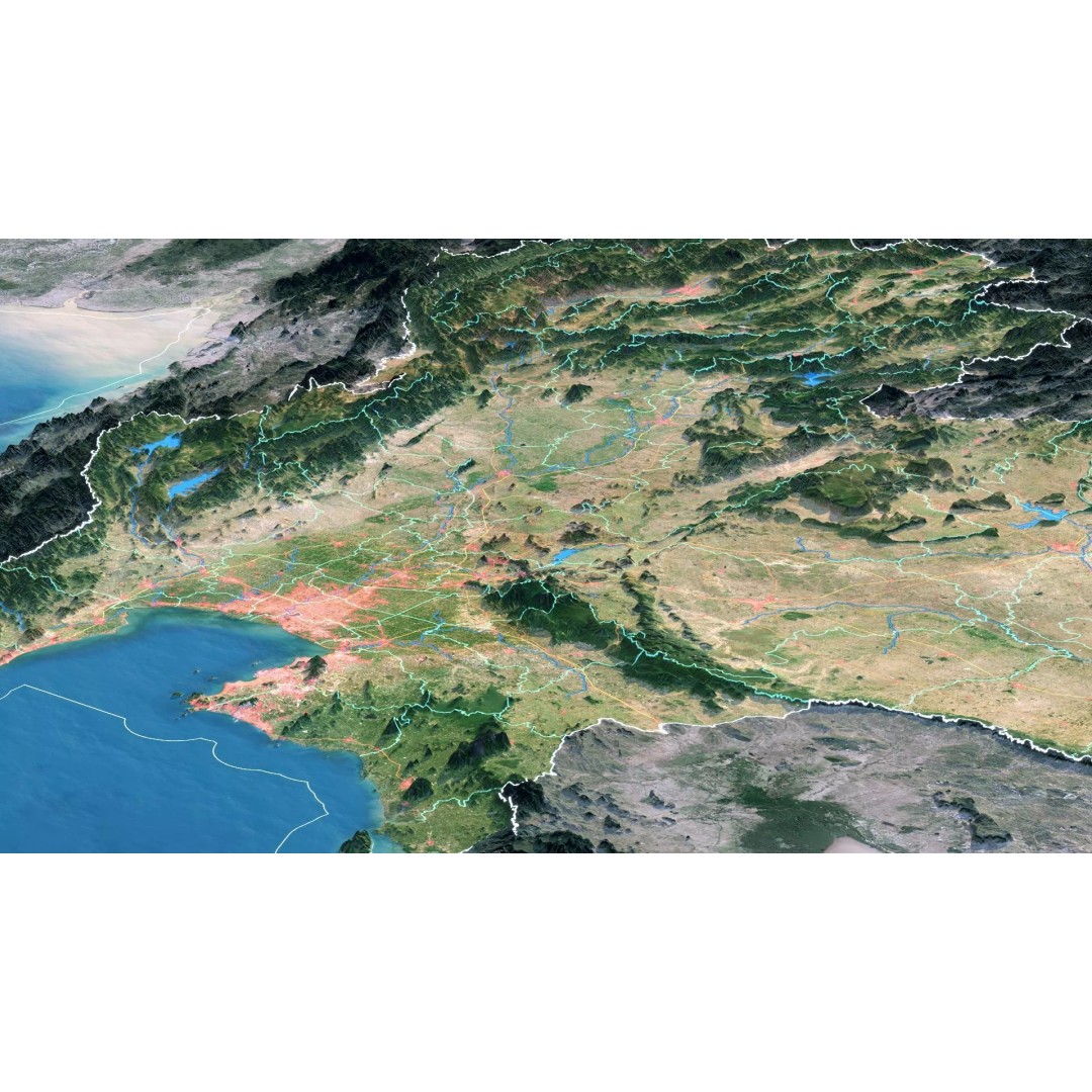 Thailand Map 3D Model – Realistic Satellite Terrain, 27K Textures, FBX/OBJ - View 6