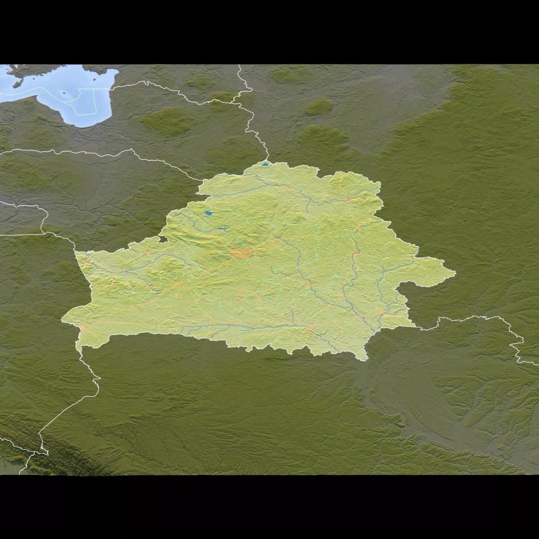 Belarus Map 3D Model – Realistic Satellite Terrain with PBR Textures - View 11