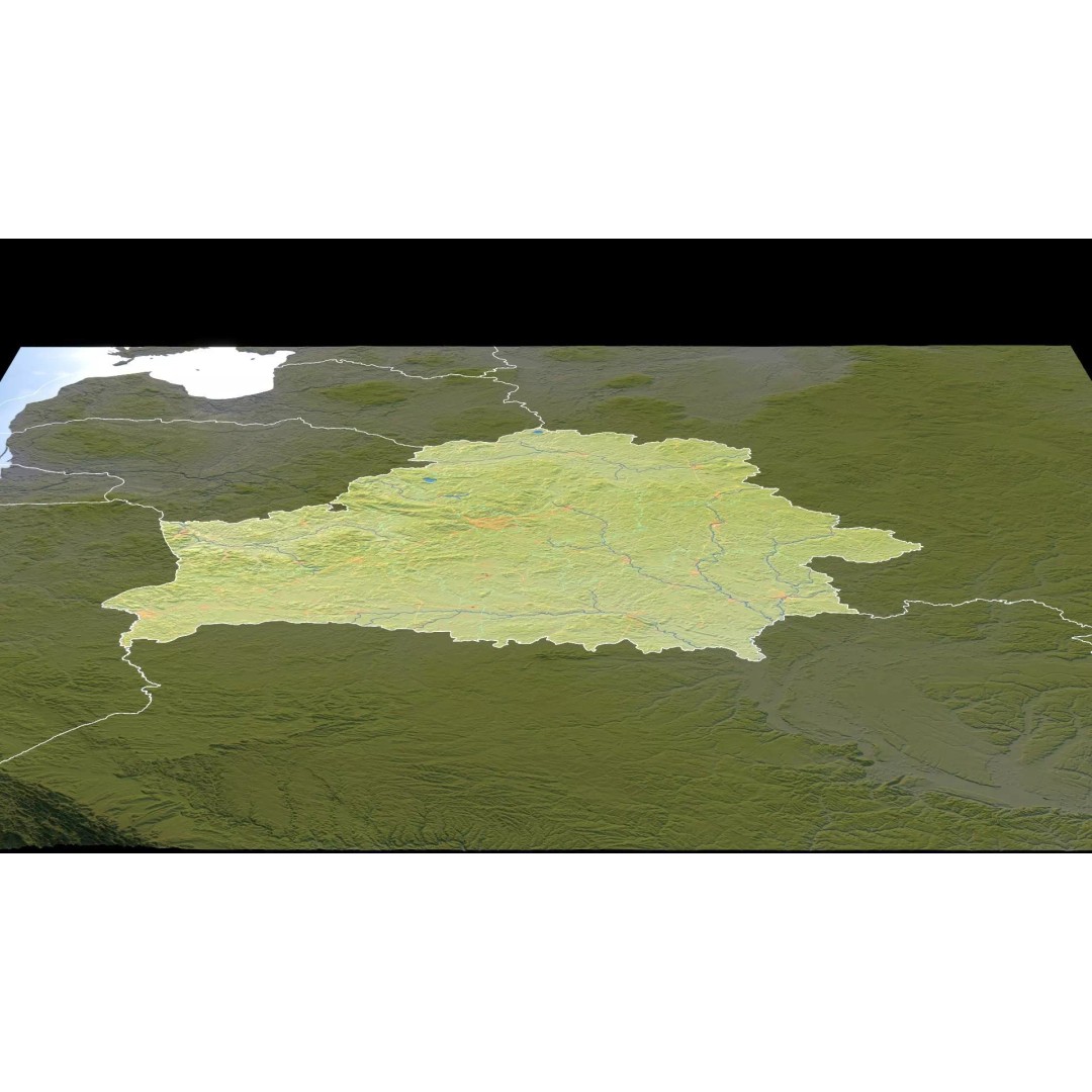 Belarus Map 3D Model – Realistic Satellite Terrain with PBR Textures - View 12