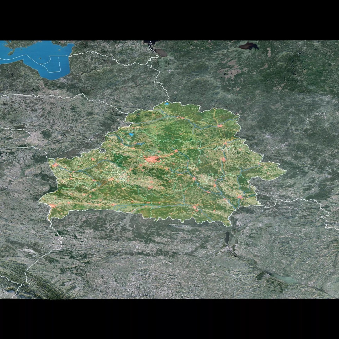 Belarus Map 3D Model – Realistic Satellite Terrain with PBR Textures - View 3