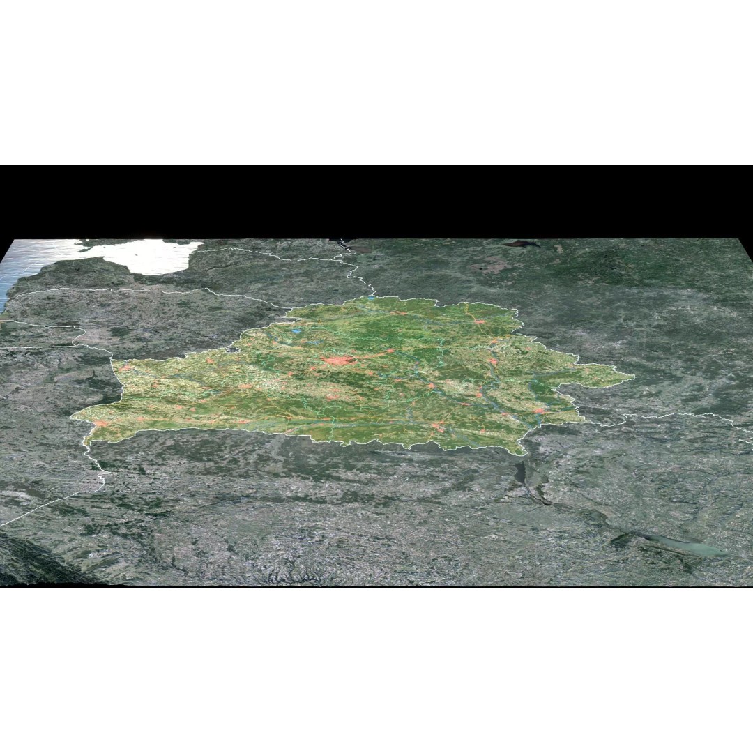 Belarus Map 3D Model – Realistic Satellite Terrain with PBR Textures - View 4