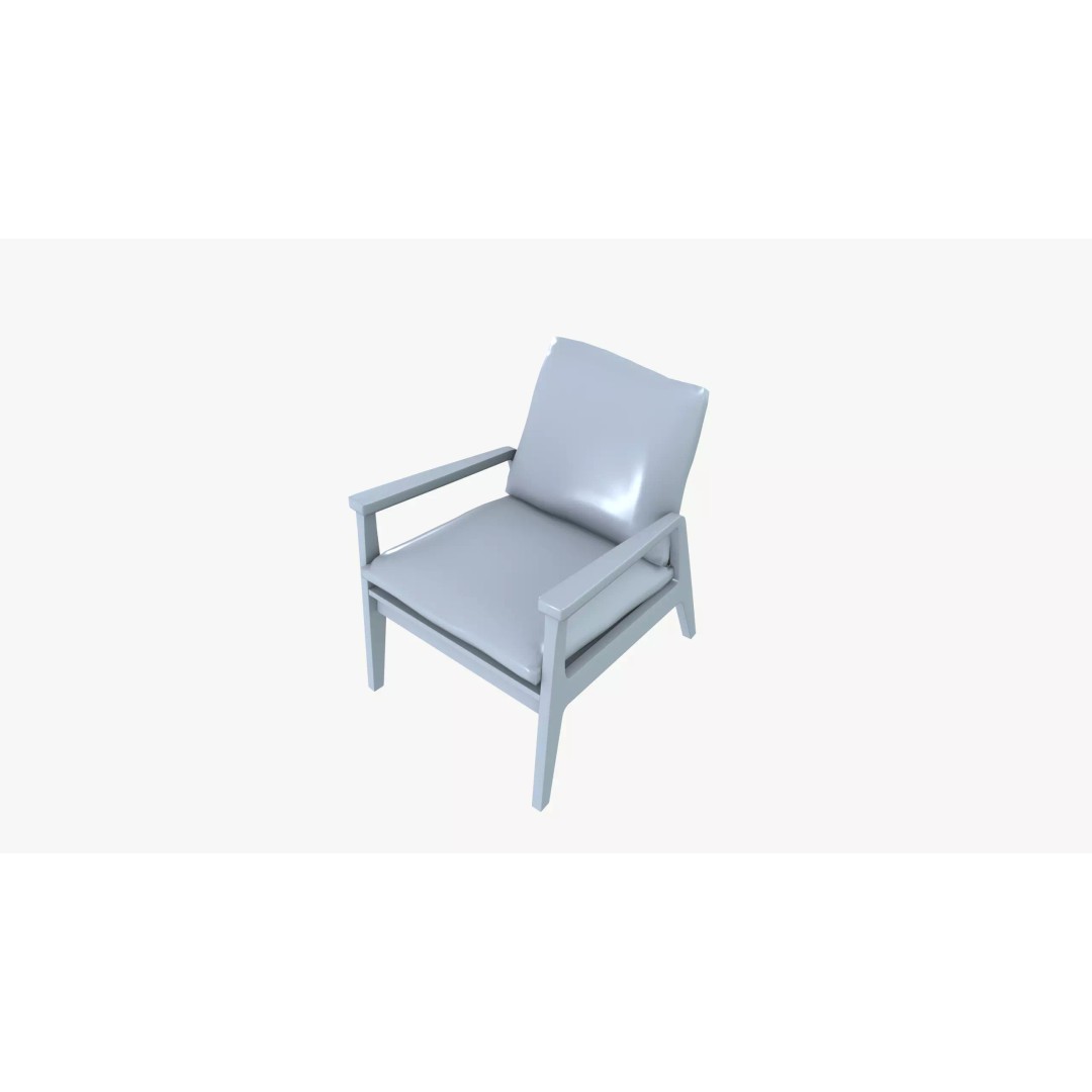 Armchair 3D Model – Low Poly Accent Furniture, FBX, PBR Textures - View 15