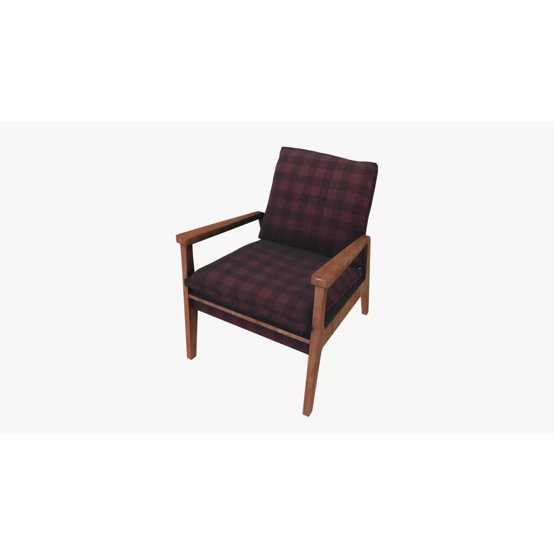 Armchair 3D Model – Low Poly Accent Furniture, FBX, PBR Textures - View 3