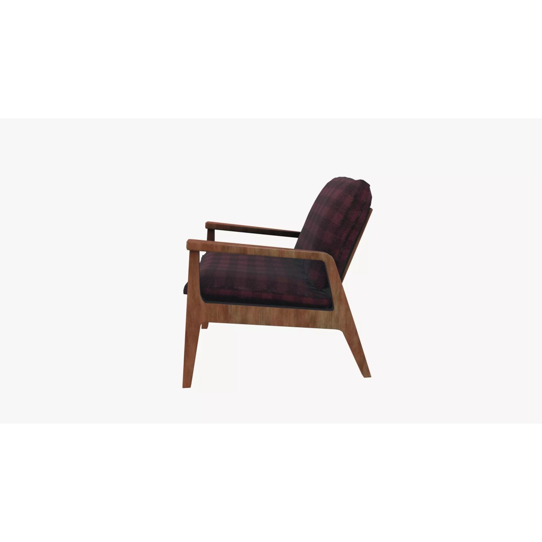 Armchair 3D Model – Low Poly Accent Furniture, FBX, PBR Textures - View 6