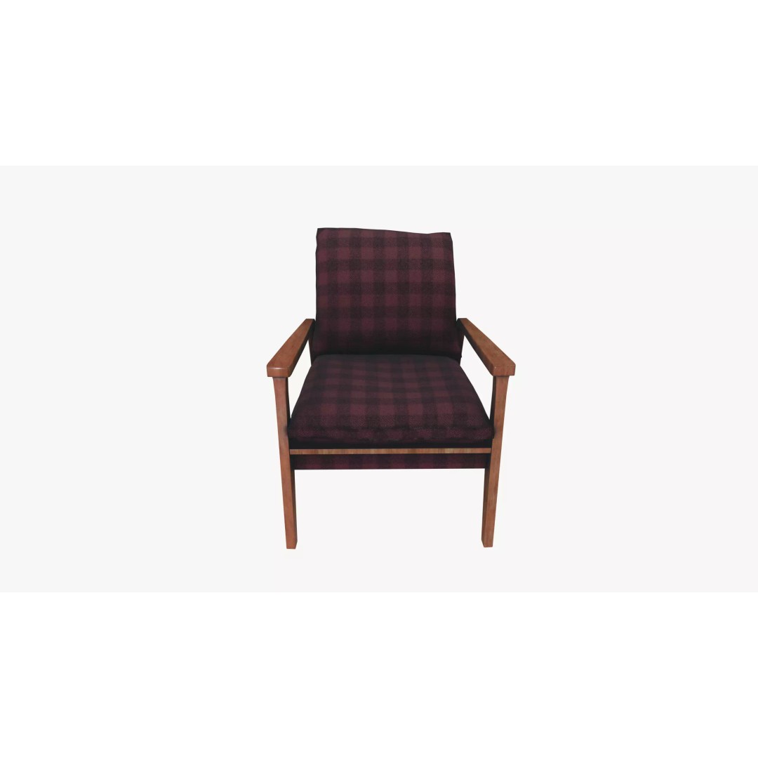 Armchair 3D Model – Low Poly Accent Furniture, FBX, PBR Textures - View 7