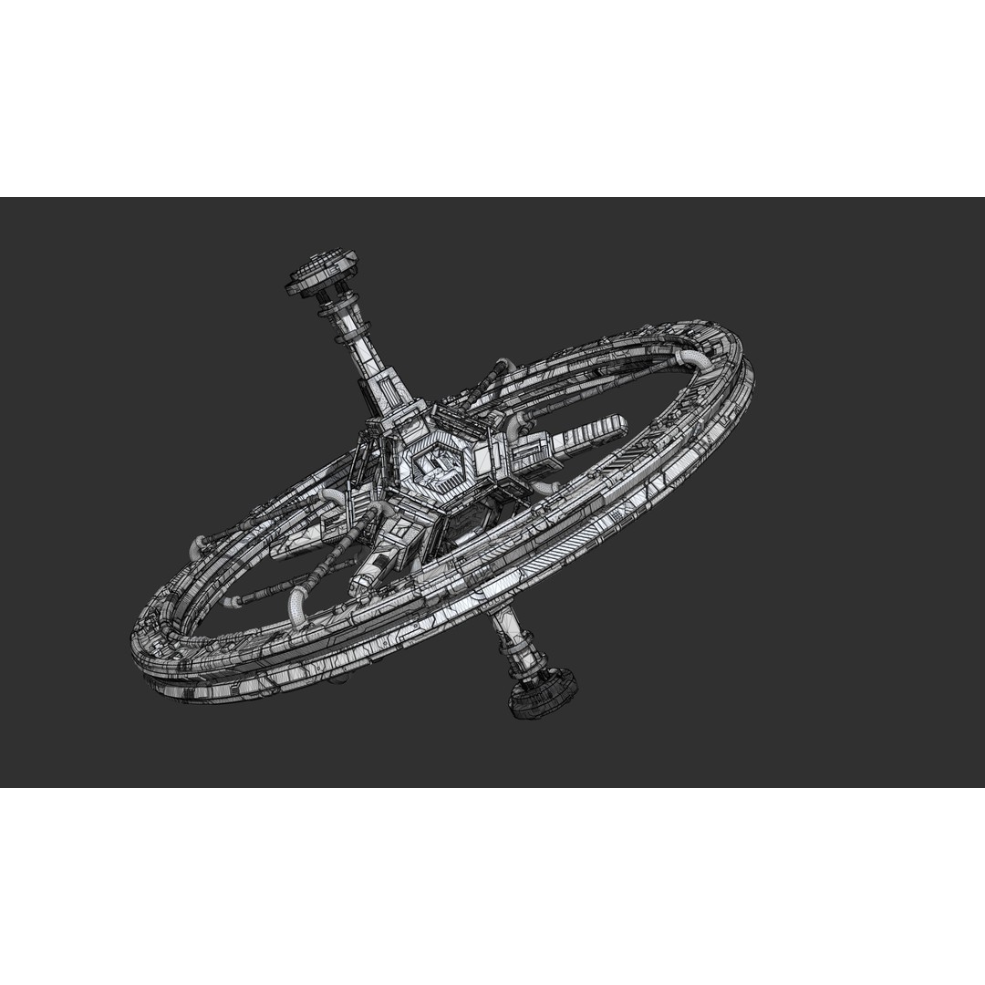 Spaceship 3D Model – Sci-Fi Space Equipment, Game Ready, FBX