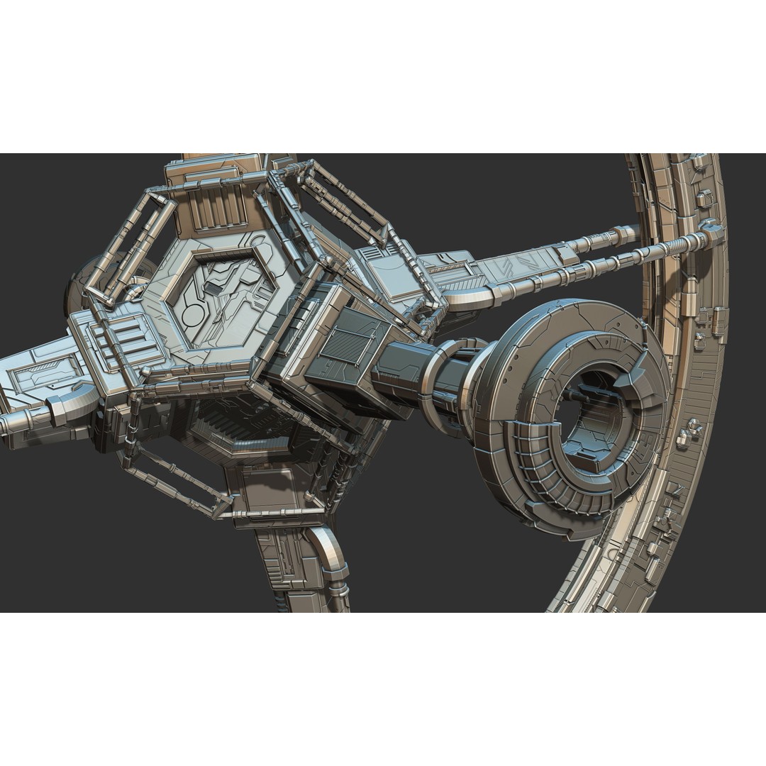 Spaceship 3D Model – Sci-Fi Space Equipment, Game Ready, FBX - View 18