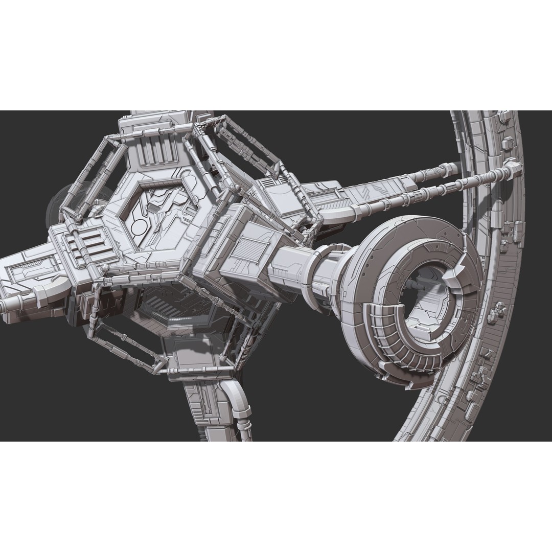 Spaceship 3D Model – Sci-Fi Space Equipment, Game Ready, FBX - View 19